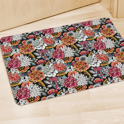 Asian Chrysanthemum Pattern Print Polyester Doormat