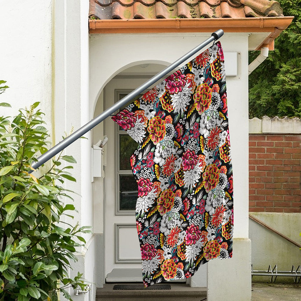 Asian Chrysanthemum Pattern Print Polyester Flag