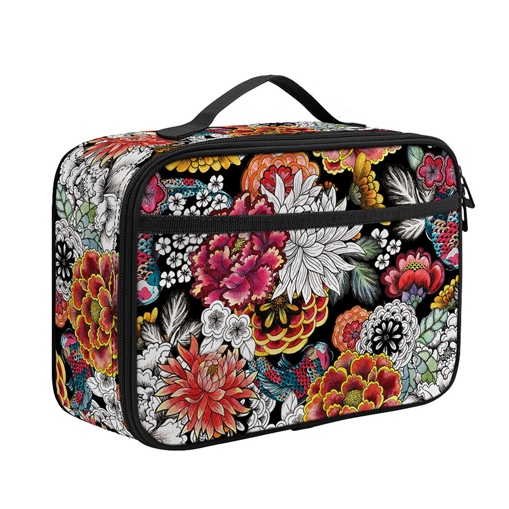Asian Chrysanthemum Pattern Print Portable Lunch Bag