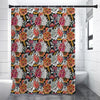 Asian Chrysanthemum Pattern Print Premium Shower Curtain