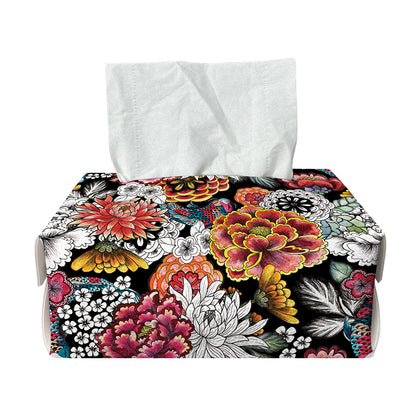 Asian Chrysanthemum Pattern Print Rectangle Tissue Box Cover