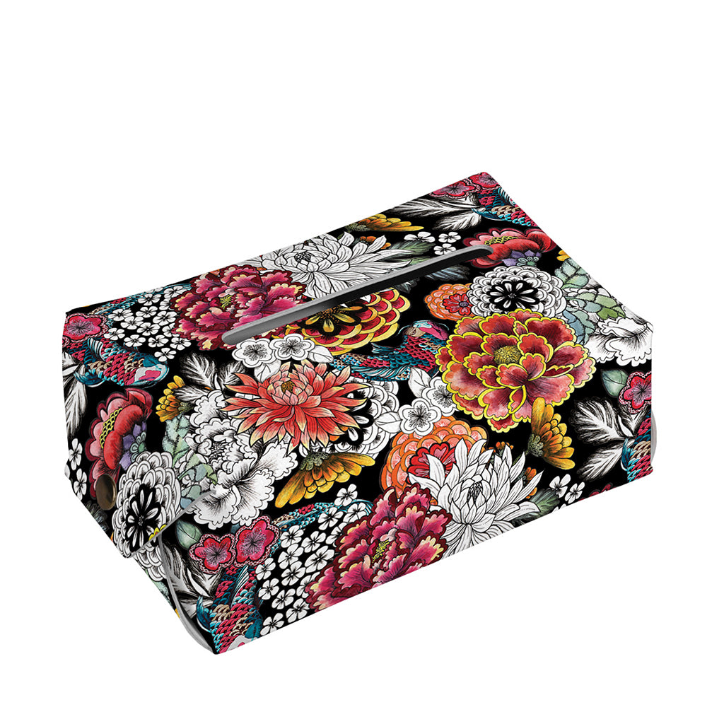 Asian Chrysanthemum Pattern Print Rectangle Tissue Box Cover