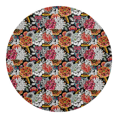Asian Chrysanthemum Pattern Print Round Blanket