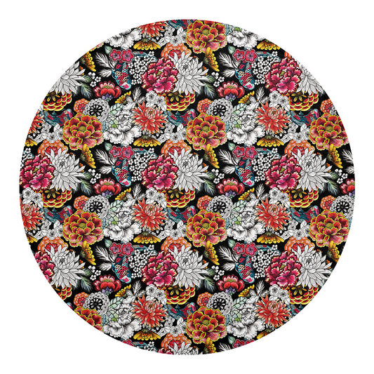 Asian Chrysanthemum Pattern Print Round Blanket