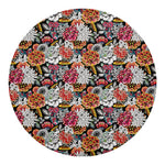 Asian Chrysanthemum Pattern Print Round Blanket