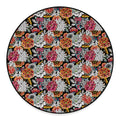Asian Chrysanthemum Pattern Print Round Floor Mat