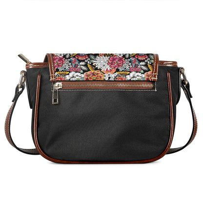Asian Chrysanthemum Pattern Print Saddle Bag