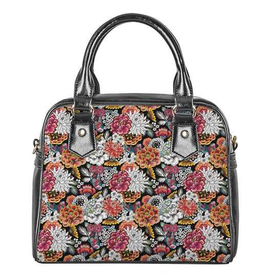 Asian Chrysanthemum Pattern Print Shoulder Handbag
