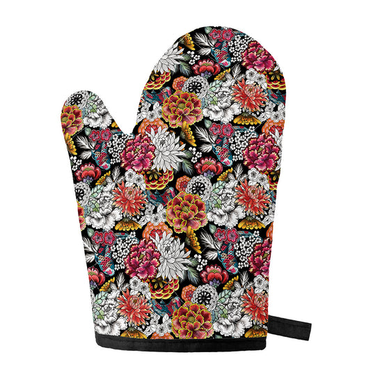 Asian Chrysanthemum Pattern Print Single Oven Mitt