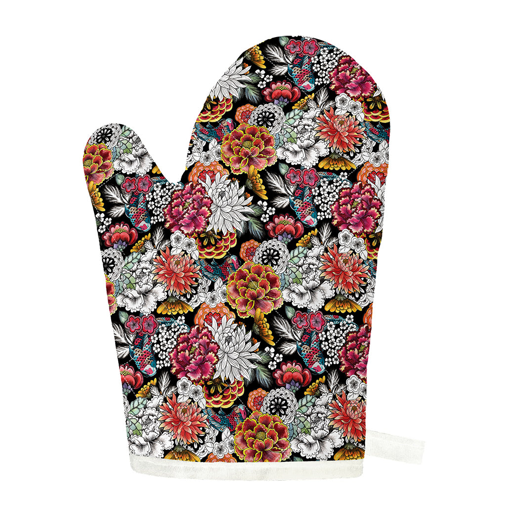Asian Chrysanthemum Pattern Print Single Oven Mitt