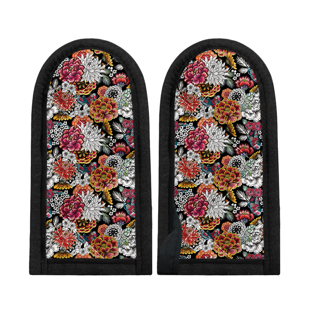 Asian Chrysanthemum Pattern Print Skillet Handle Cover