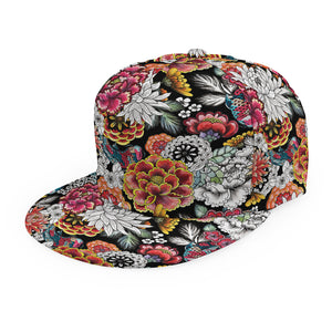 Asian Chrysanthemum Pattern Print Snapback Cap