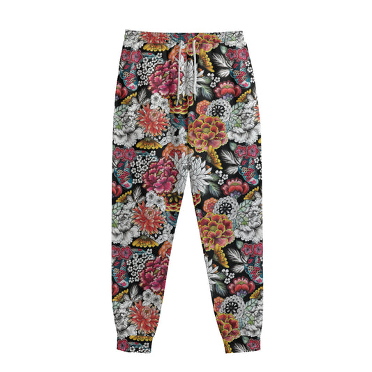 Asian Chrysanthemum Pattern Print Sweatpants