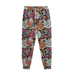 Asian Chrysanthemum Pattern Print Sweatpants