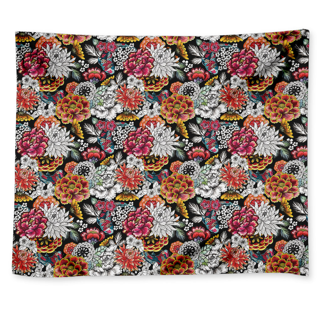 Asian Chrysanthemum Pattern Print Tapestry