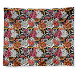 Asian Chrysanthemum Pattern Print Tapestry