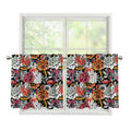 Asian Chrysanthemum Pattern Print Tier Curtains