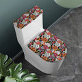 Asian Chrysanthemum Pattern Print Toilet Lid And Tank Cover Set