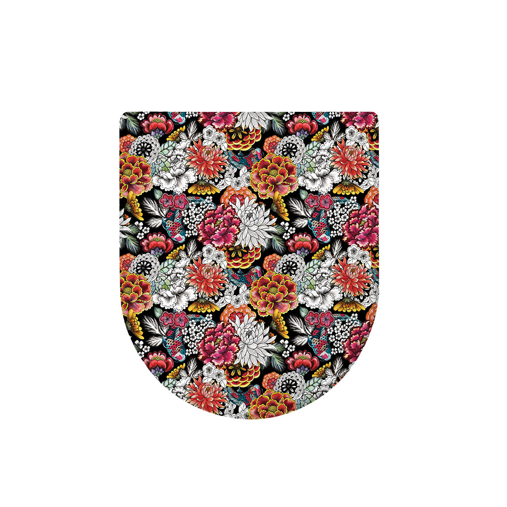 Asian Chrysanthemum Pattern Print Toilet Lid Cover