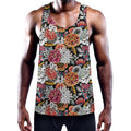 Asian Chrysanthemum Pattern Print Men's Workout Tank Top