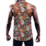 Asian Chrysanthemum Pattern Print Training Tank Top
