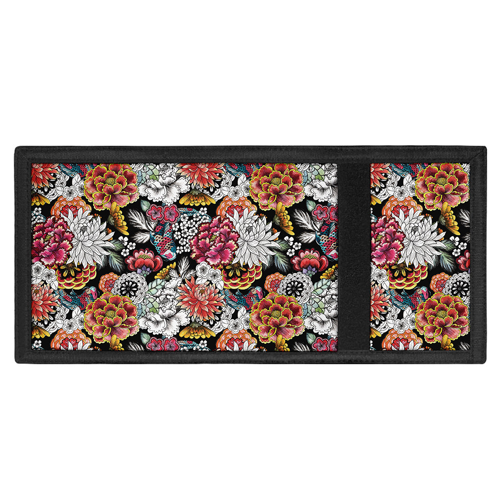 Asian Chrysanthemum Pattern Print Trifold Wallet