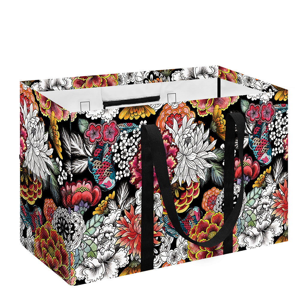 Asian Chrysanthemum Pattern Print Utility Tote Bag