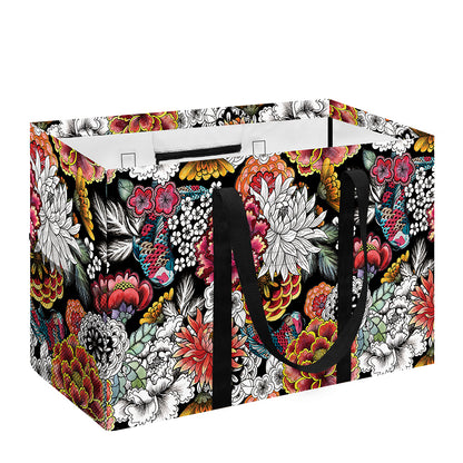Asian Chrysanthemum Pattern Print Utility Tote Bag