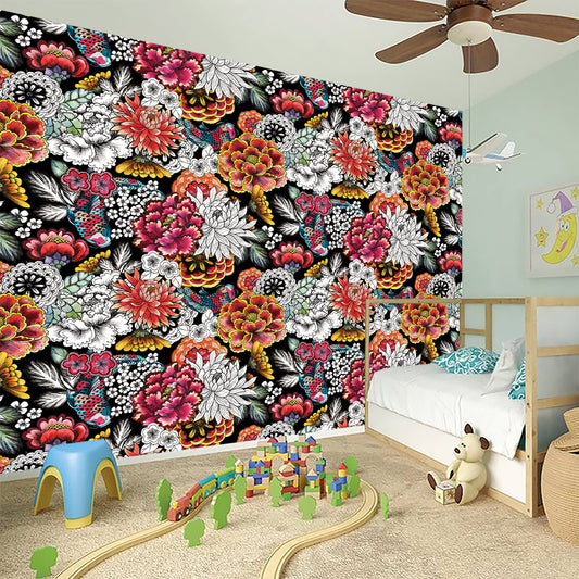 Asian Chrysanthemum Pattern Print Wall Sticker