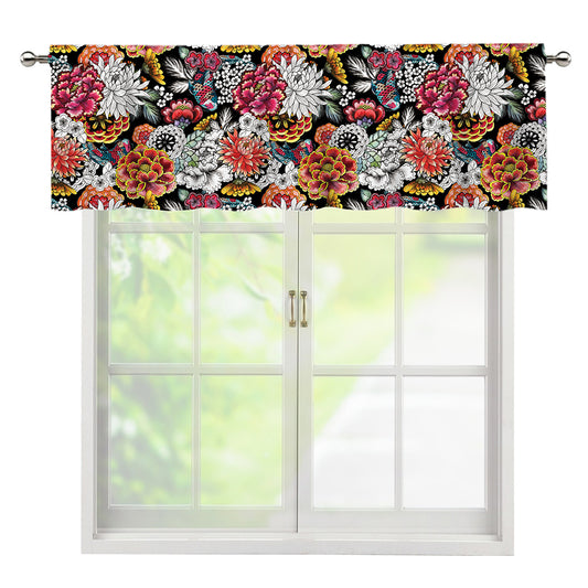 Asian Chrysanthemum Pattern Print Window Valance