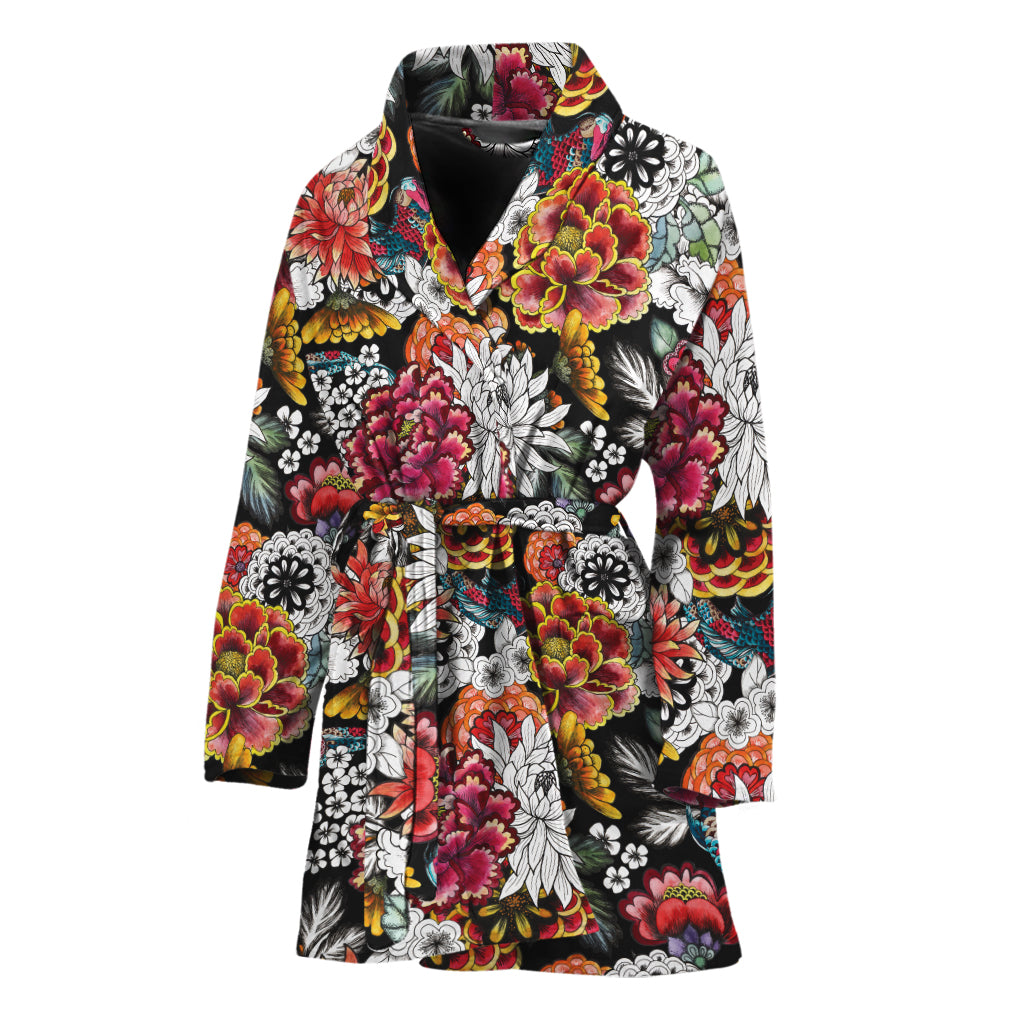 Asian Chrysanthemum Pattern Print Women's Bathrobe