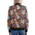 Asian Chrysanthemum Pattern Print Women's Bomber Jacket