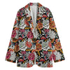 Asian Chrysanthemum Pattern Print Women's Cotton Blazer