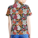 Asian Chrysanthemum Pattern Print Women's Polo Shirt