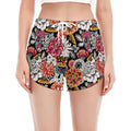 Asian Chrysanthemum Pattern Print Women's Split Running Shorts