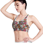 Asian Chrysanthemum Pattern Print Women's Sports Bra