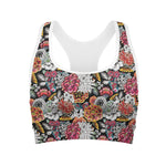 Asian Chrysanthemum Pattern Print Women's Sports Bra