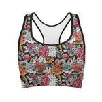 Asian Chrysanthemum Pattern Print Women's Sports Bra