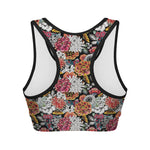 Asian Chrysanthemum Pattern Print Women's Sports Bra
