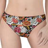 Asian Chrysanthemum Pattern Print Women's Thong