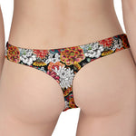 Asian Chrysanthemum Pattern Print Women's Thong