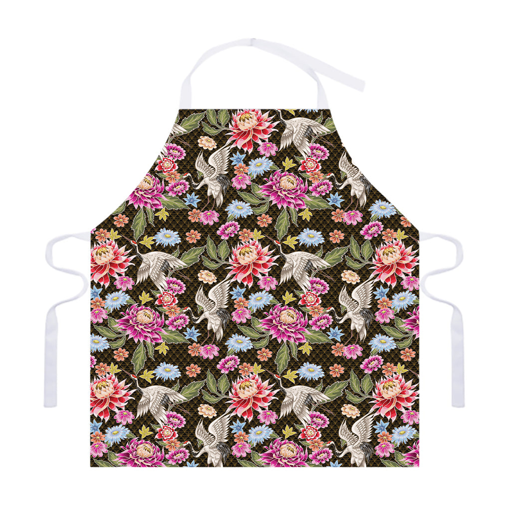 Asian Crane Bird Pattern Print Adjustable Apron