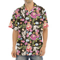 Asian Crane Bird Pattern Print Aloha Shirt