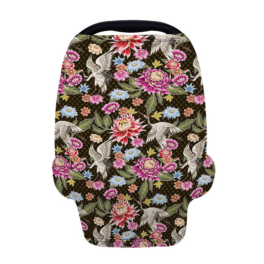 Asian Crane Bird Pattern Print Baby Seat Cover