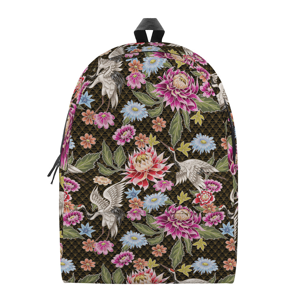 Asian Crane Bird Pattern Print Backpack