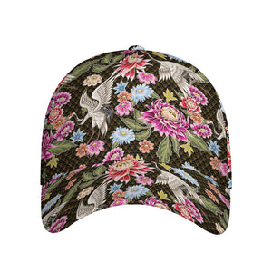 Asian Crane Bird Pattern Print Baseball Cap