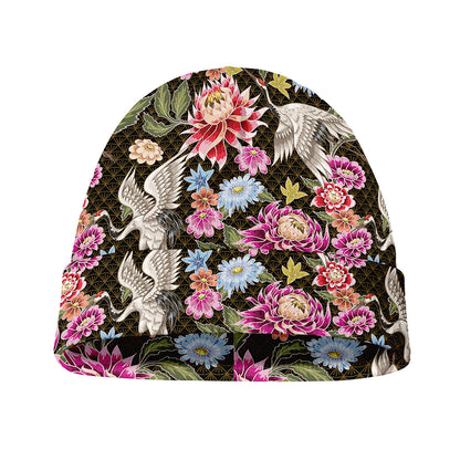 Asian Crane Bird Pattern Print Beanie