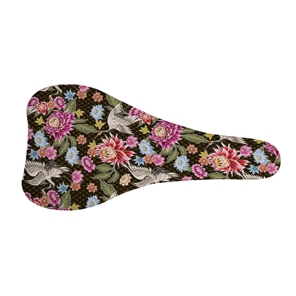 Asian Crane Bird Pattern Print Bicycle Seat Cover