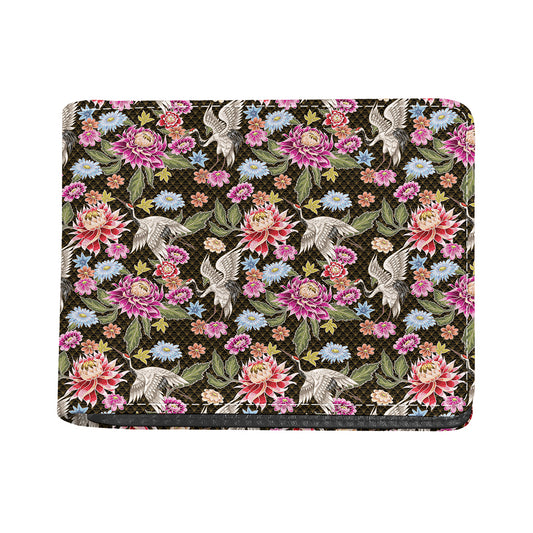 Asian Crane Bird Pattern Print Bifold Wallet