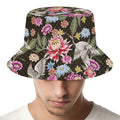 Asian Crane Bird Pattern Print Bucket Hat